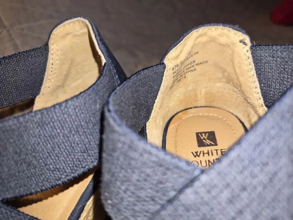 White Mountain Hudlin Navy Blue Fabric Espadrille Wedge Sandals